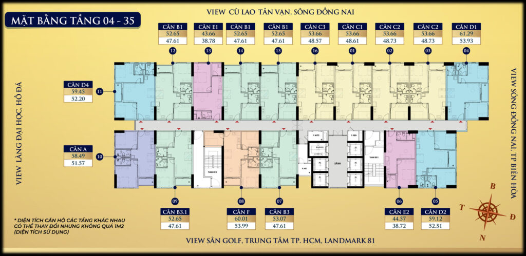 Mặt bằng tầng điển hình từ tầng 4 - 35  Mặt bằng tầng điển hình từ tầng 4 - 35