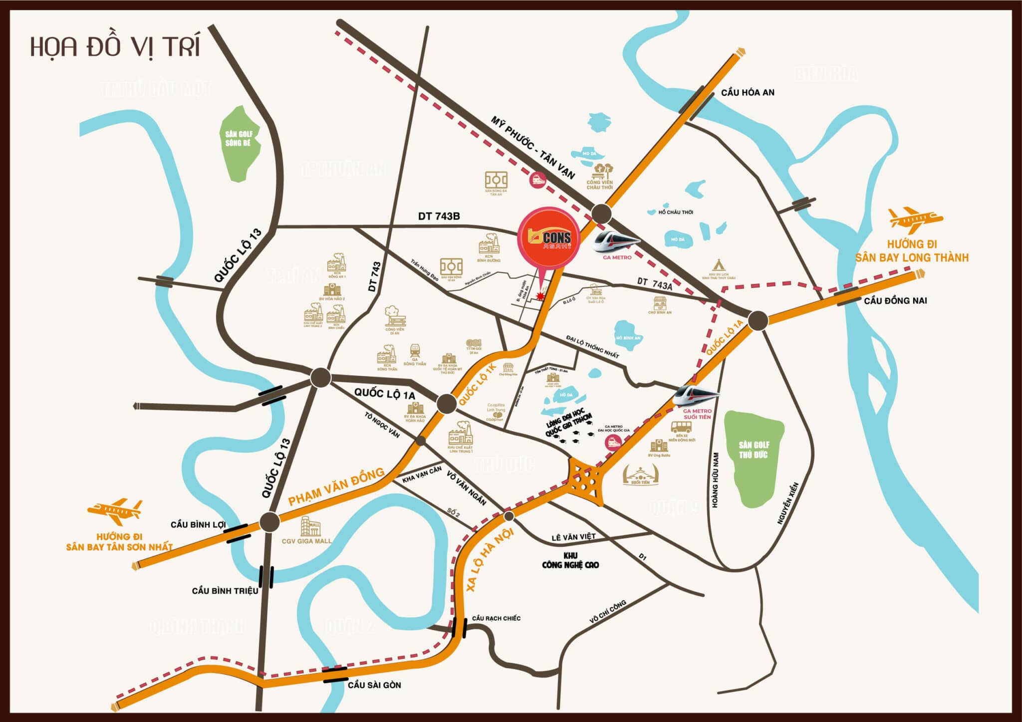 Vị trí của Bcons Asahi ngay cửa ngõ khu Đông Vị trí của Bcons Asahi ngay cửa ngõ khu Đông